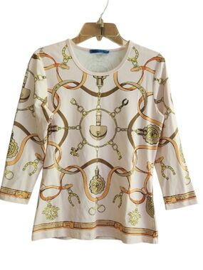 J. McLaughlin Signature Tee In Catalina Cloth Equestrian Baroque Print